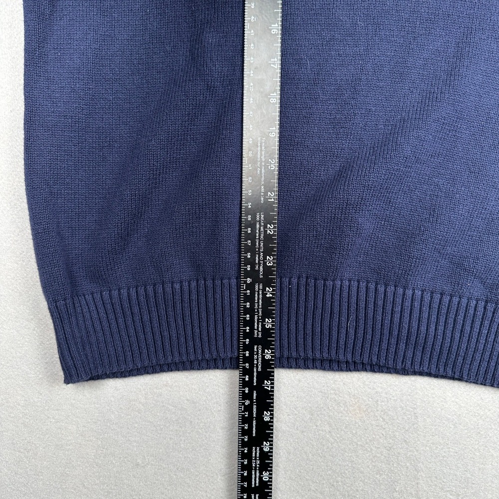 Kenneth Cole Reaction Mens XL Navy Blue Grey Stripe 1/4 Zip Cotton Sweater - Picture 8 of 11